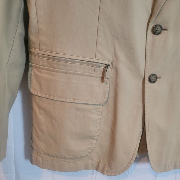 LL BEAN Field Jacket Utility Coat Safari Unstructured Blazer Elbow Patches SZ 42 - Picture 5 of 16